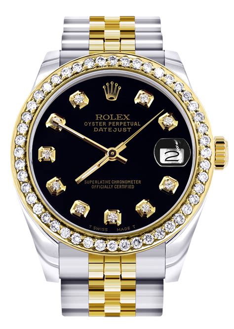 ladies black face with diamonds rolex watch|ladies diamond rolex watch price.